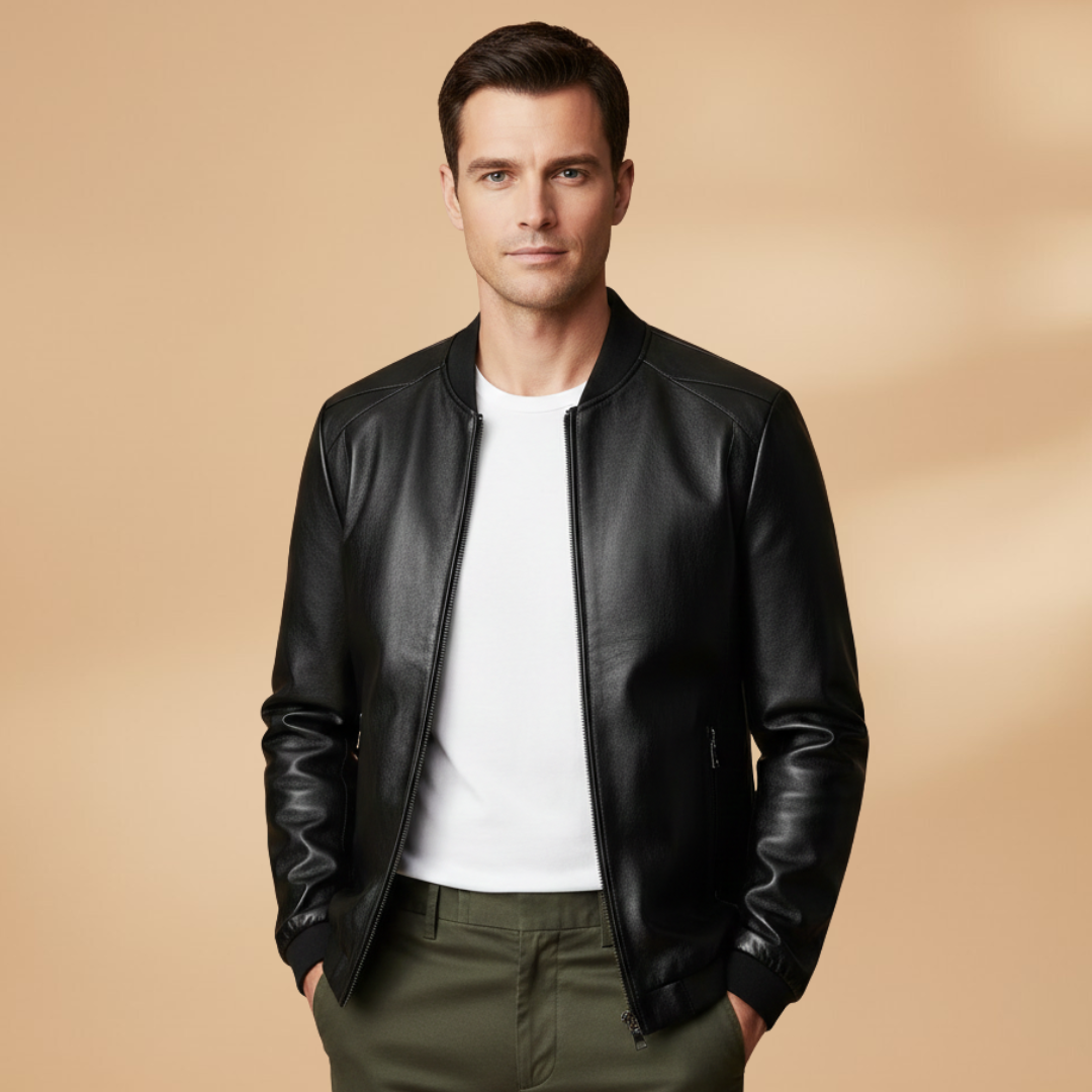 Moderne Bomber Jakke Herre med Lynlås og Kontrastdetaljer | Let og Stilfuld Overgangsjakke 7