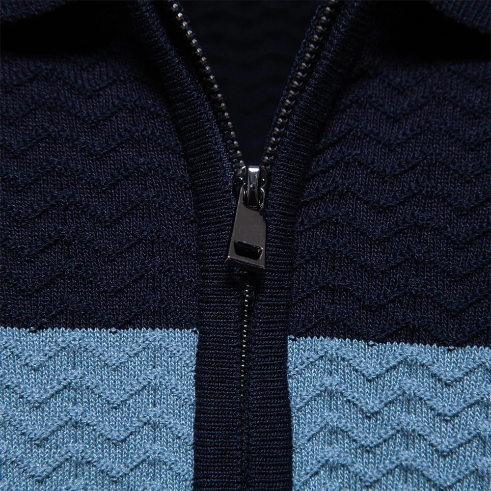 Moderne Polo Shirt Til Mænd Med Lynlås, Stribet Design Og Komfortabel Pasform 5