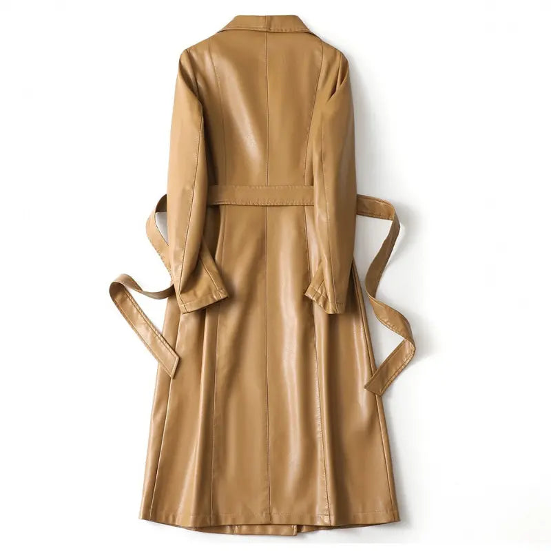 Elegant Trenchcoat | Women’s Lambskin Coat with Faux Fur Collar | Stylish Design for Autumn Comfort 2