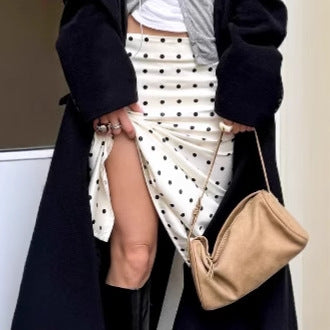 Elegant Midi Nederdel | Prikket Satin med Figursyet Silhuet til Kvinder - Perfekt til Kontor og Fest 3