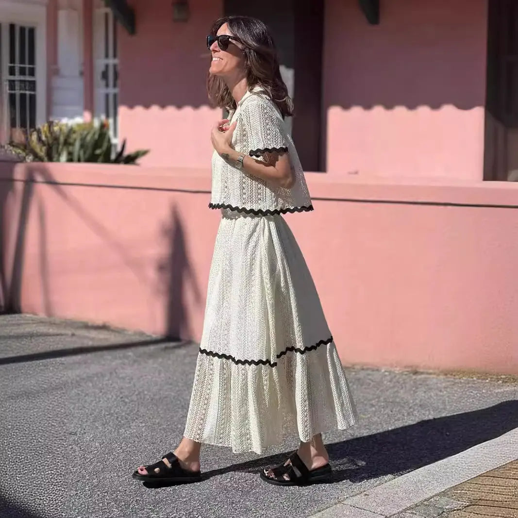 Boheme Sæt | Maxi Nederdel med Elastisk Talje & Løs Bluse | Let og Åndbar til Sommerdage 3