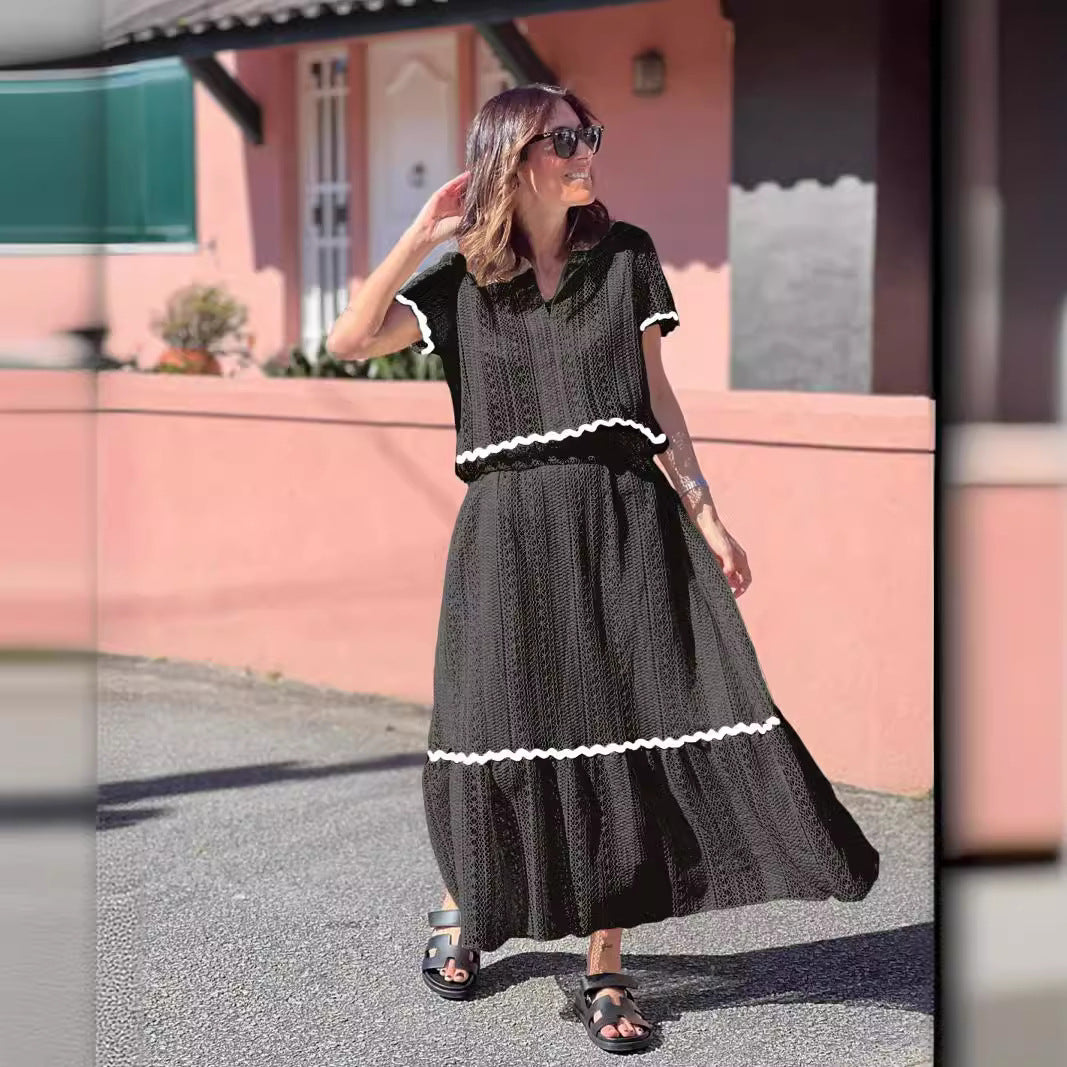 Boheme Sæt | Maxi Nederdel med Elastisk Talje & Løs Bluse | Let og Åndbar til Sommerdage 1