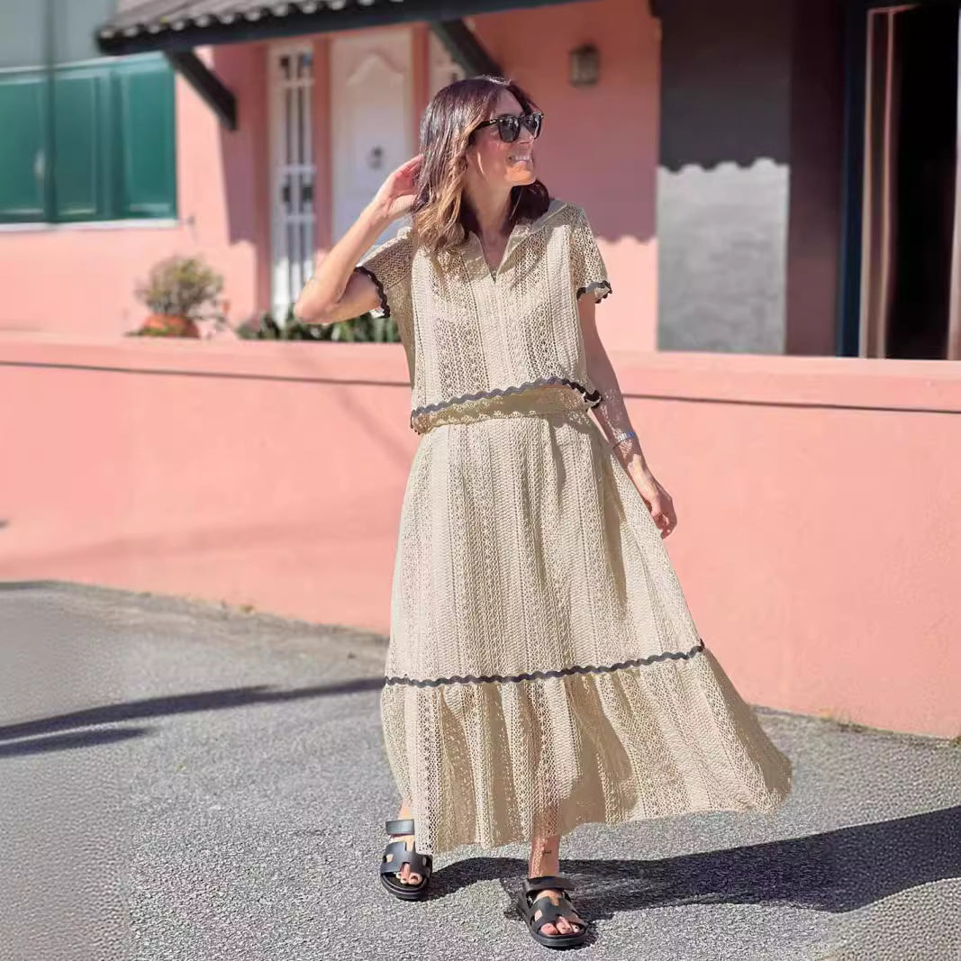 Boheme Sæt | Maxi Nederdel med Elastisk Talje & Løs Bluse | Let og Åndbar til Sommerdage 2