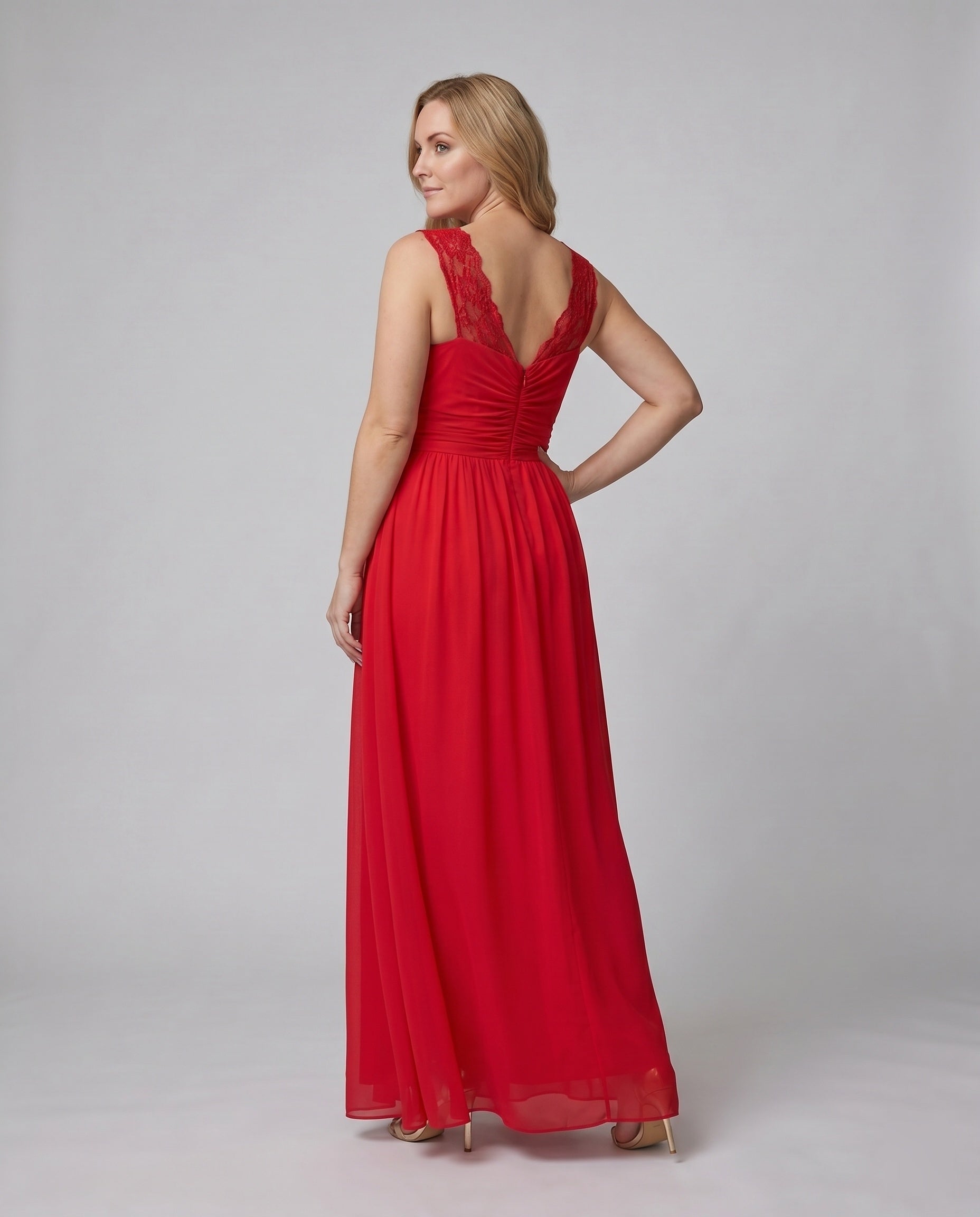 Elegant Aftenkjole | Dyb V-Hals Wrap-Kjole med Høj Sideslids | Åndbar Polyester-Bomuldsblanding til Sommerfester 4