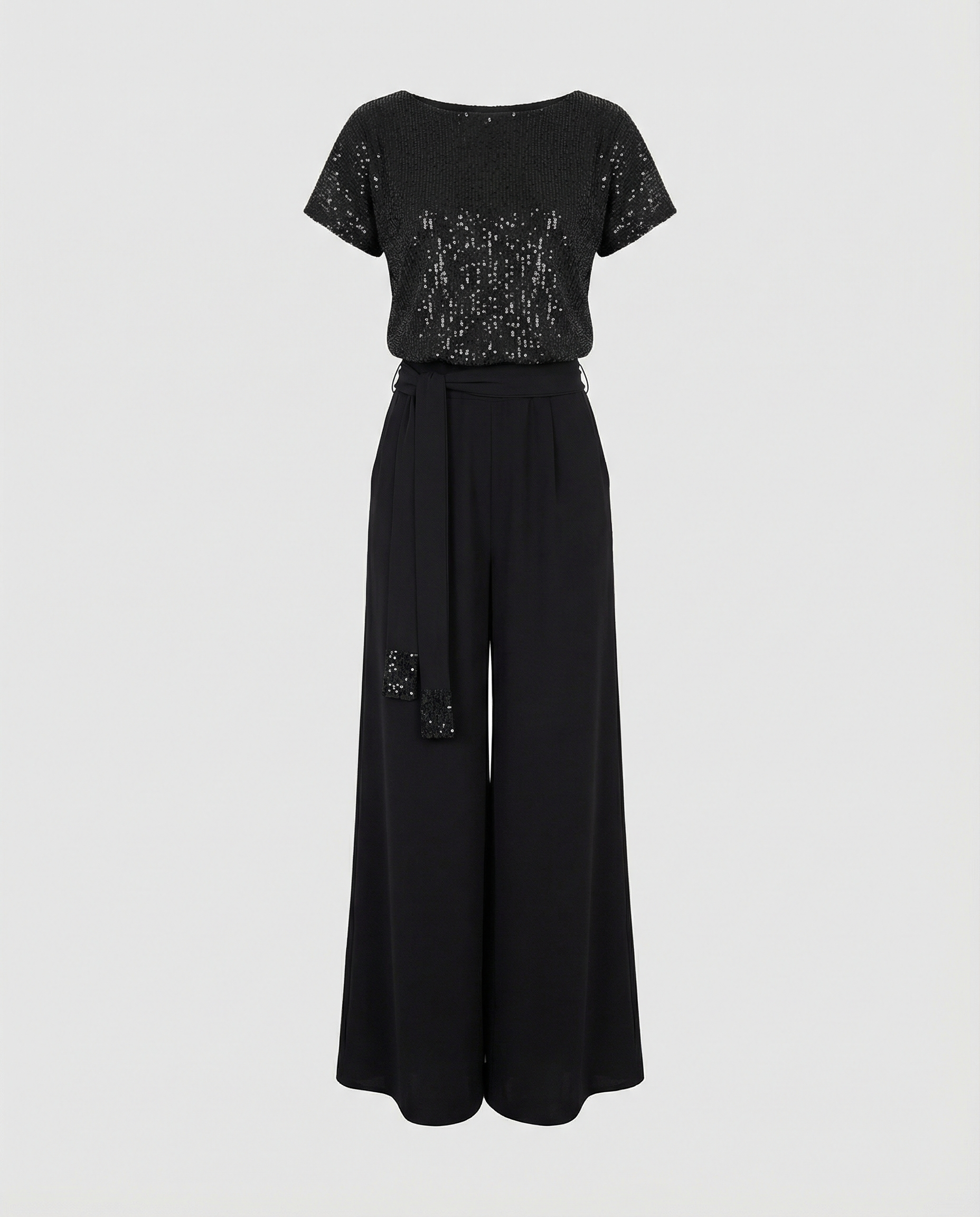 Stella | Buksedragt Dame med Pailletter og Vide Bukseben | Glamourøs Jumpsuit til Bryllup og Fest 2