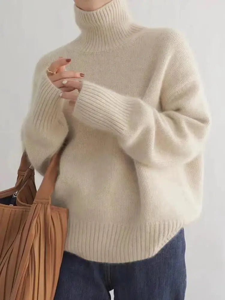Højhalset Strik | Sweater Dame med Ribstruktur & Afslappet Pasform | Varm Komfort til Hverdagsbrug 7
