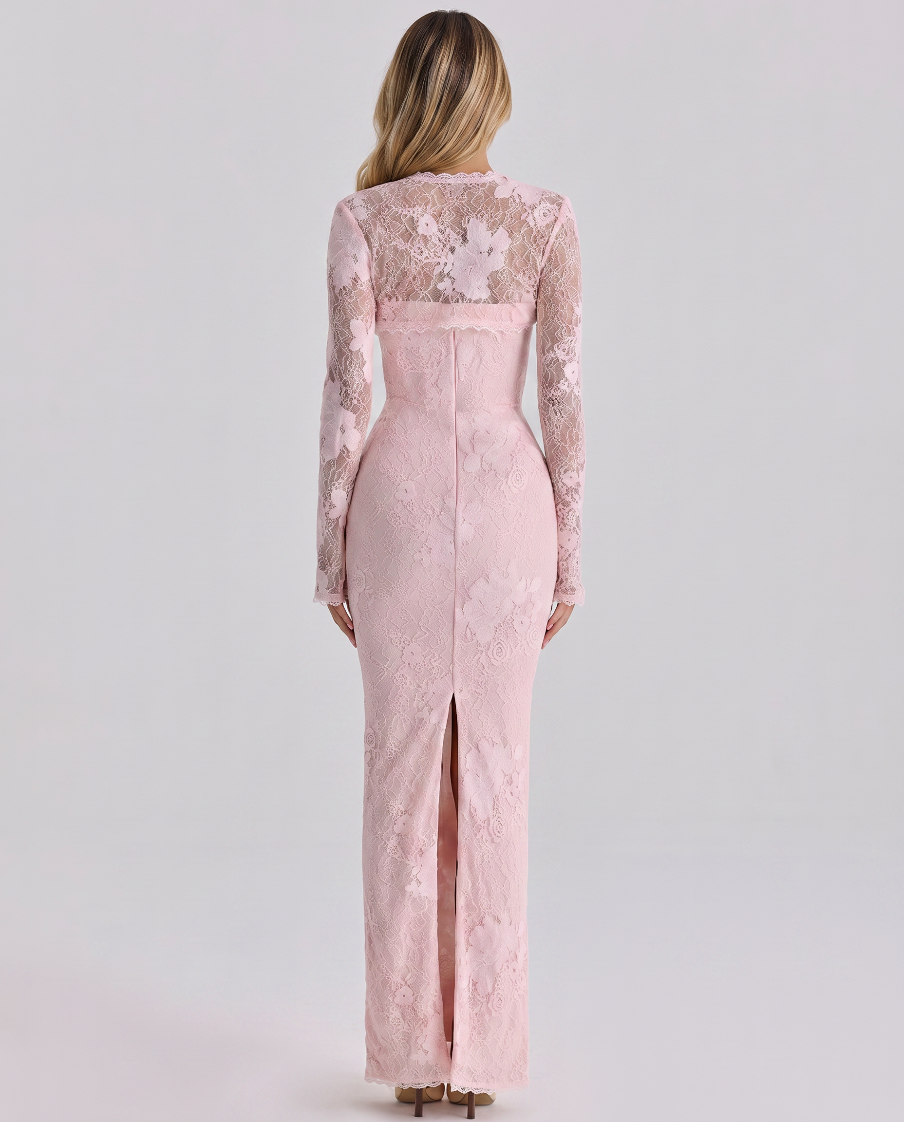 Lace Maxi Dress Women – Long Sleeve Formal Wedding Guest Gown