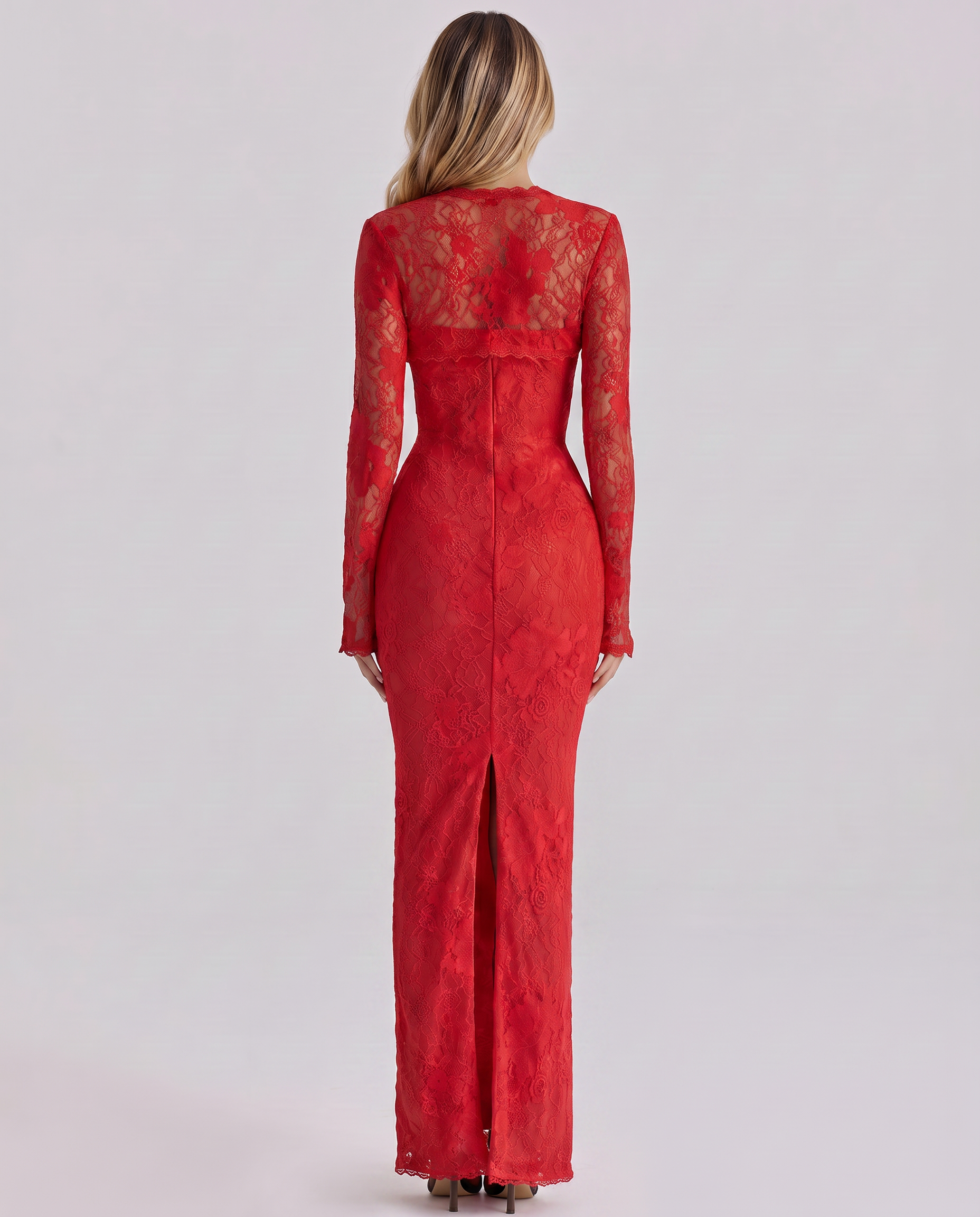 Lace Maxi Dress Women – Long Sleeve Formal Wedding Guest Gown