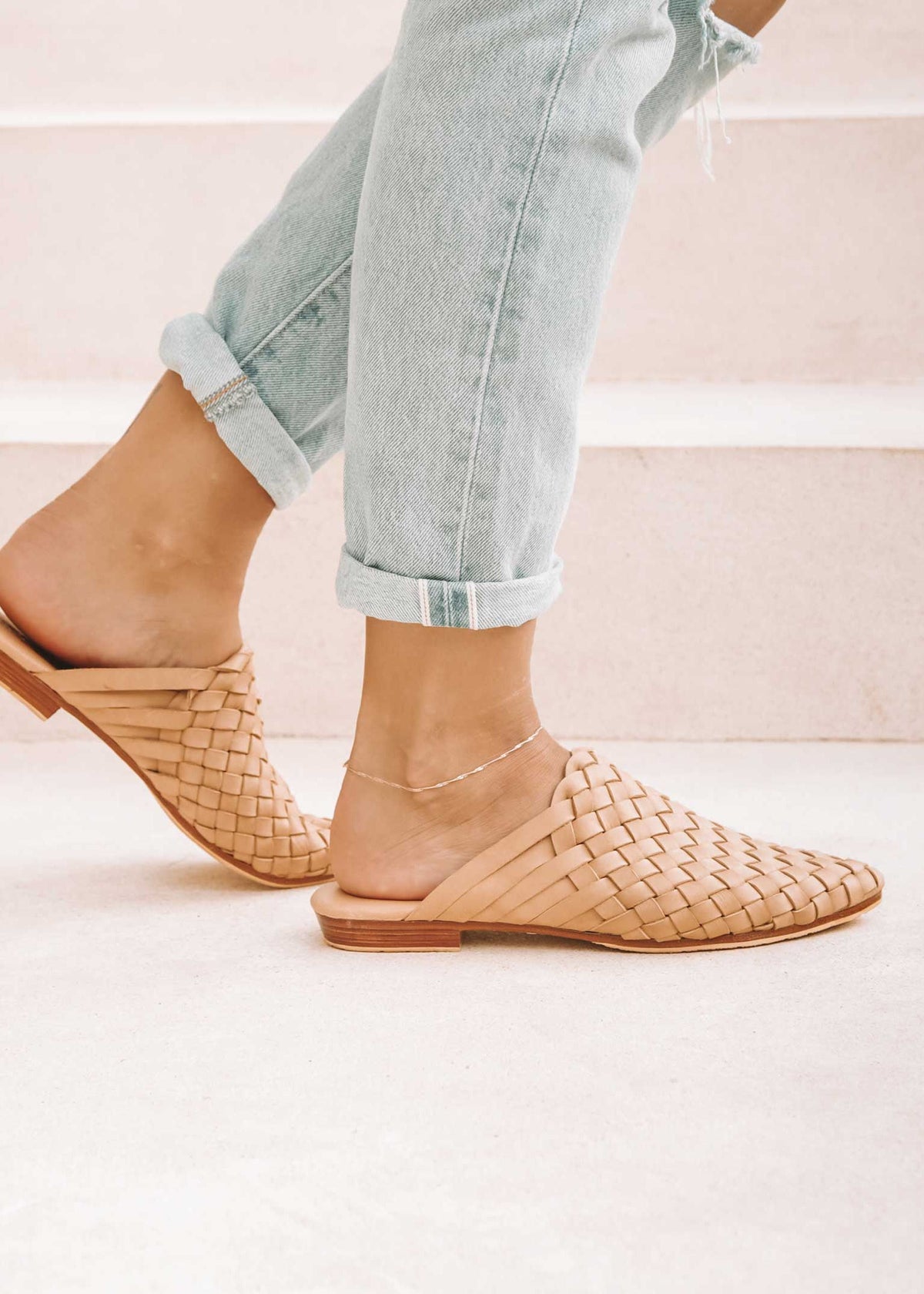 Woven Leather Mule Women – Pointed Toe Slip-On for Summer
