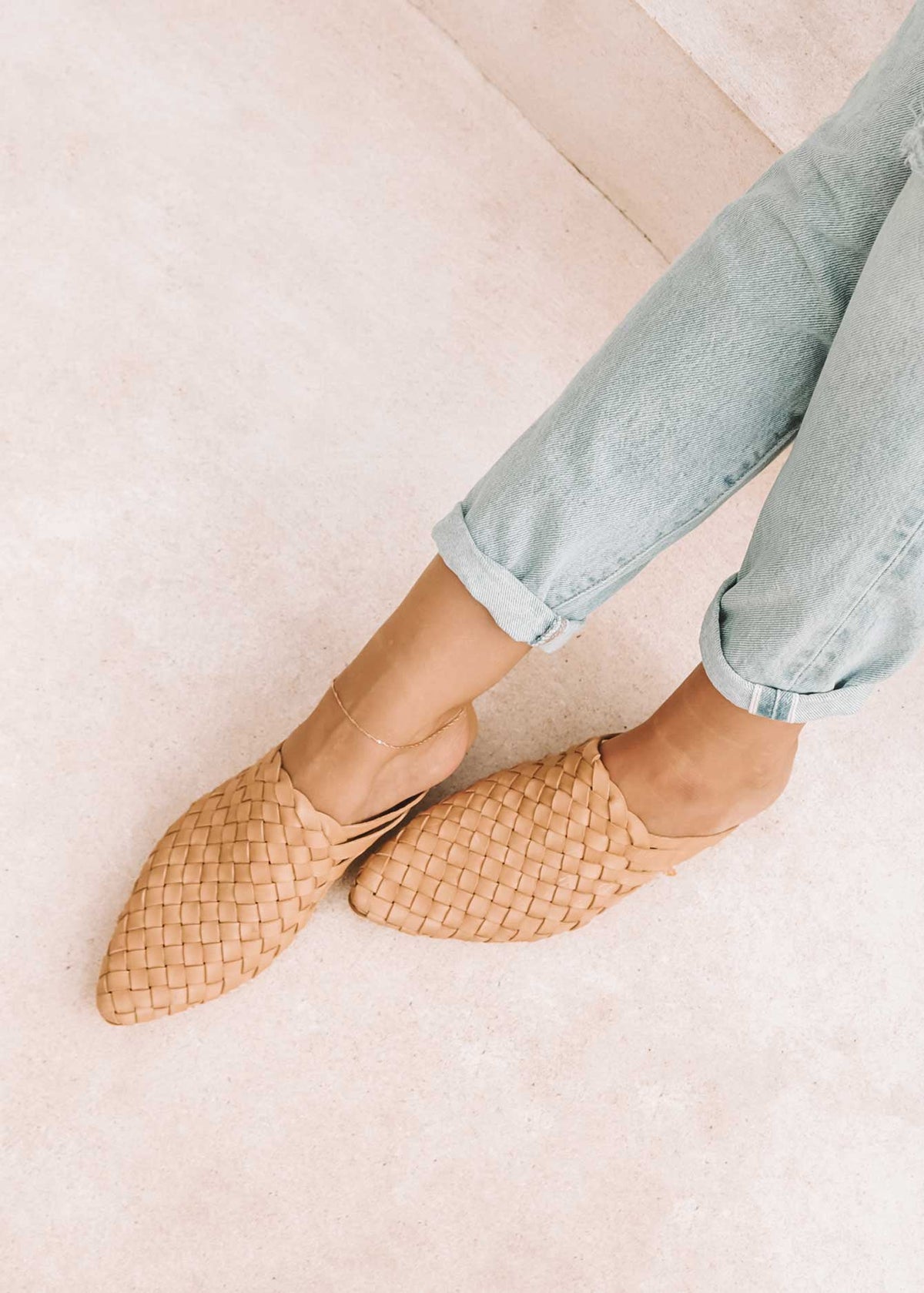 Woven Leather Mule Women – Pointed Toe Slip-On for Summer