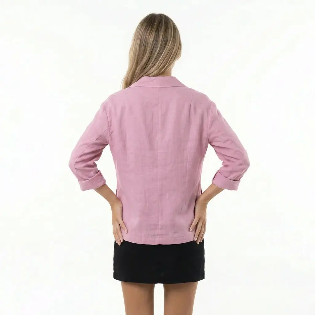 Nanna Sommer Bomuld-Hør Blazer Dame – Relaxed Fit med Enkeltknap  Panorla