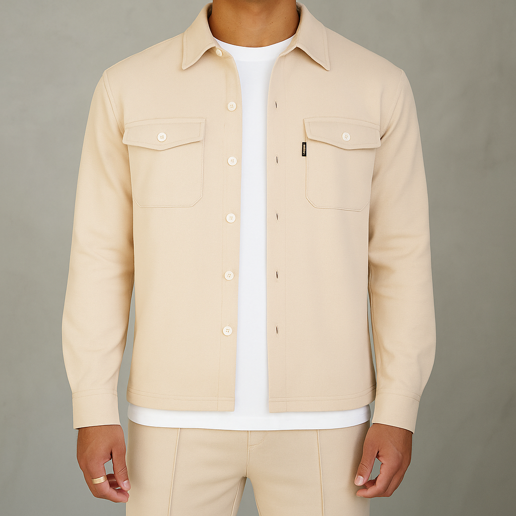 Pique Overshirt Til Mænd - Komfortabel Herre Skjorte Med Knappelukning 0