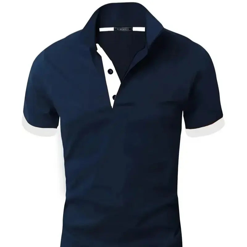 Premium Herre Kortærmet Polo Shirt med Kontrast Placket og Manchetter 0