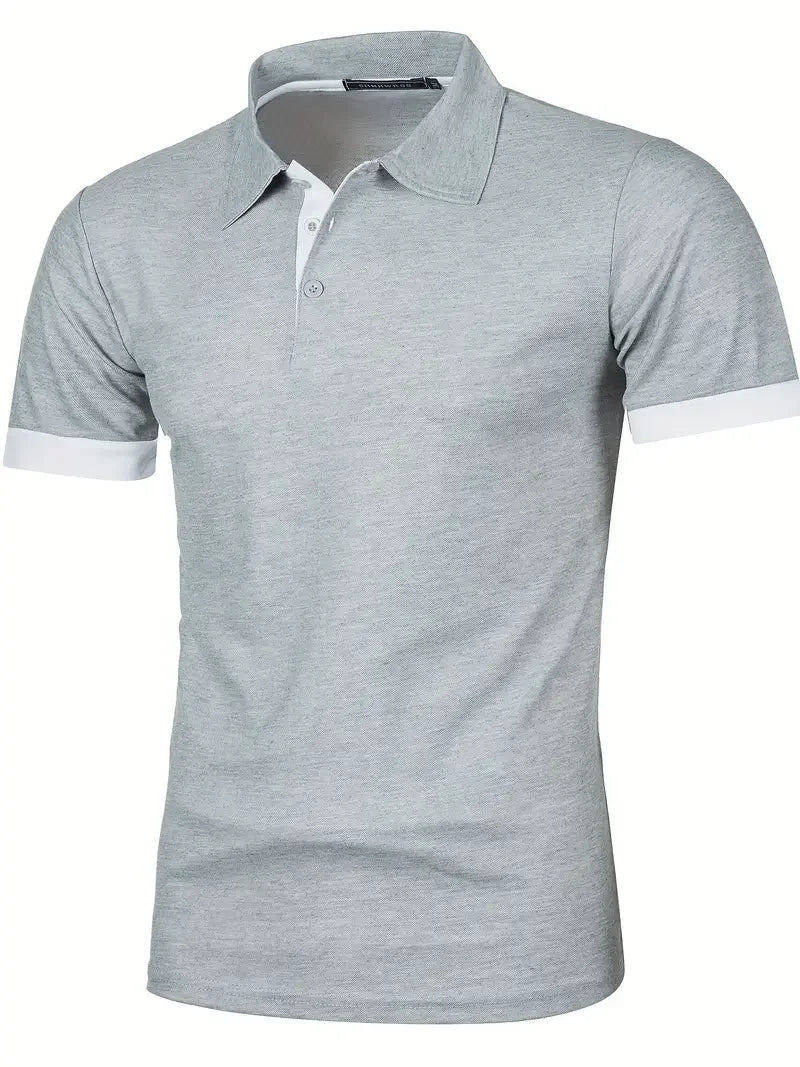 Premium Herre Kortærmet Polo Shirt med Kontrast Placket og Manchetter 1