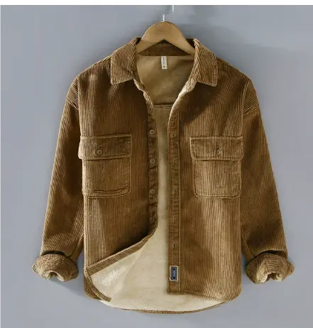 Zavier | Varm Komfort Vinterjakke Herre i Fløjlsstruktur