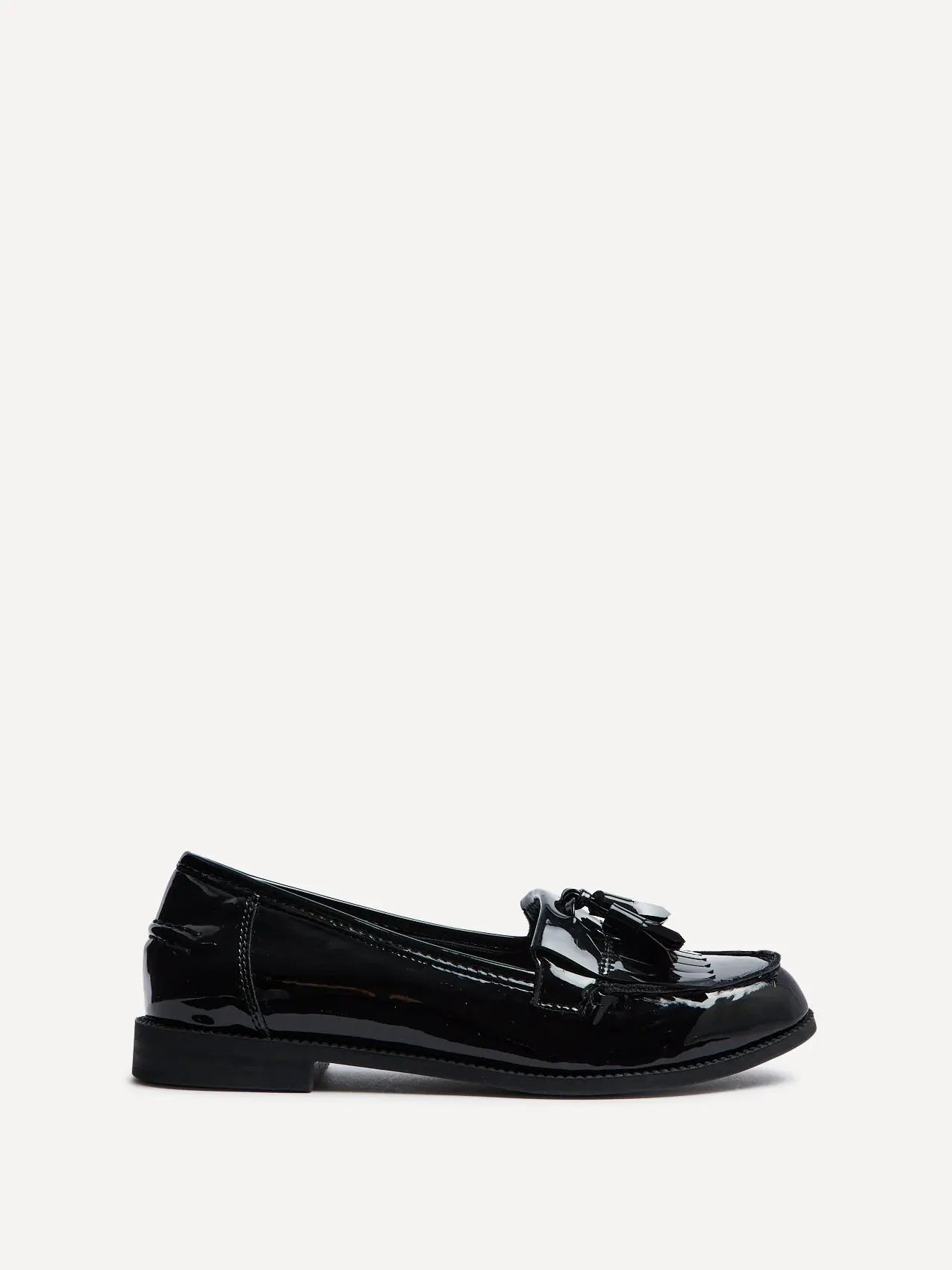 Elegant Slip-On Loafers til Dame med Kvast Detalje | Komfortable Hverdagsko i Sort Lak Finish 2