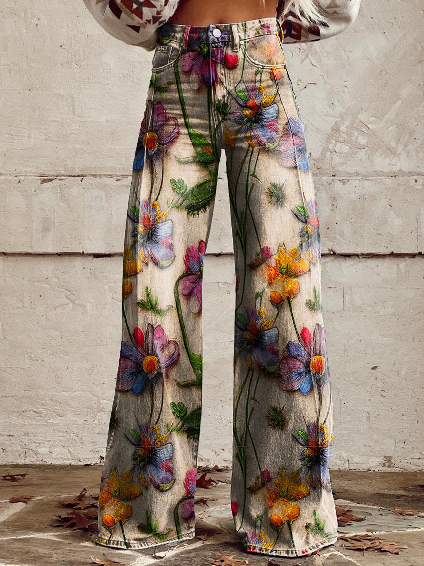 Camilla Flare Jeans Dame – Print med Høj Talje og Vidt Ben