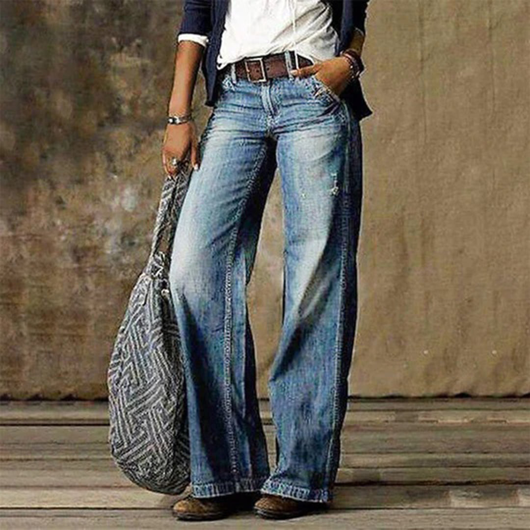Freja Collection | Wide Leg Jeans with Vintage Wash & Relaxed Fit | Comfortable Boho Style for Everyday Wear 1
