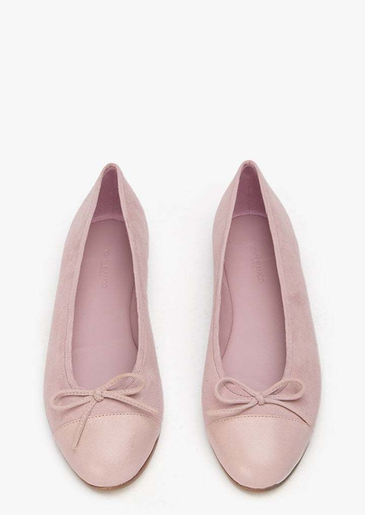 Ballet Flats Dame – Pudderrosa Ruskind Ballet Flats med Tåkappe