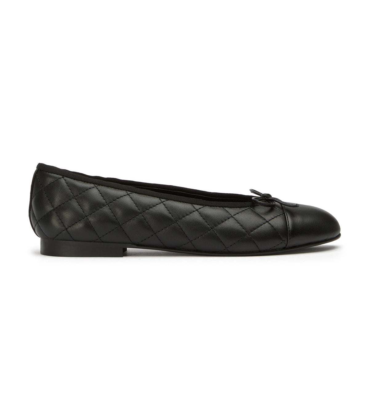Ballet Flats Women – Black Nappa Quilted Leather Bow Ballet Flats