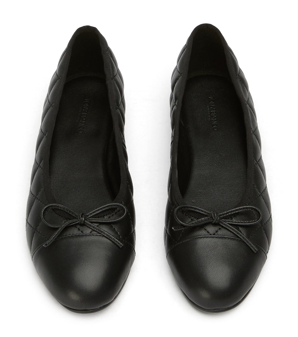 Ballet Flats Women – Black Nappa Quilted Leather Bow Ballet Flats