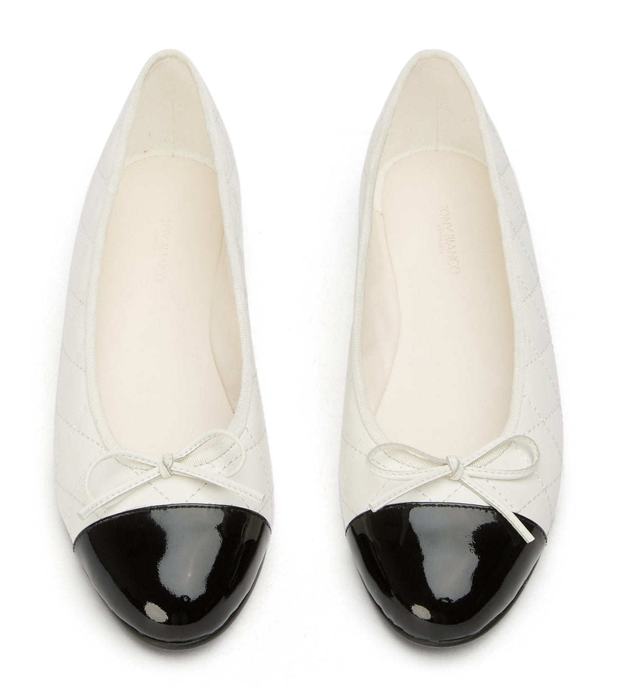 Ballet Flats Dame – Creme Quiltet Ballet Flats med Sløjfe