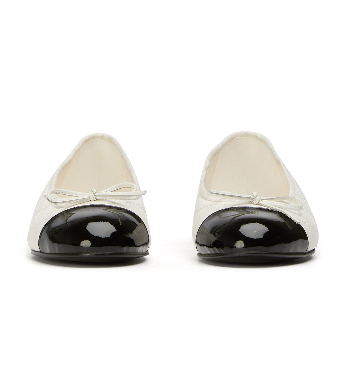 Ballet Flats Dame – Creme Quiltet Ballet Flats med Sløjfe
