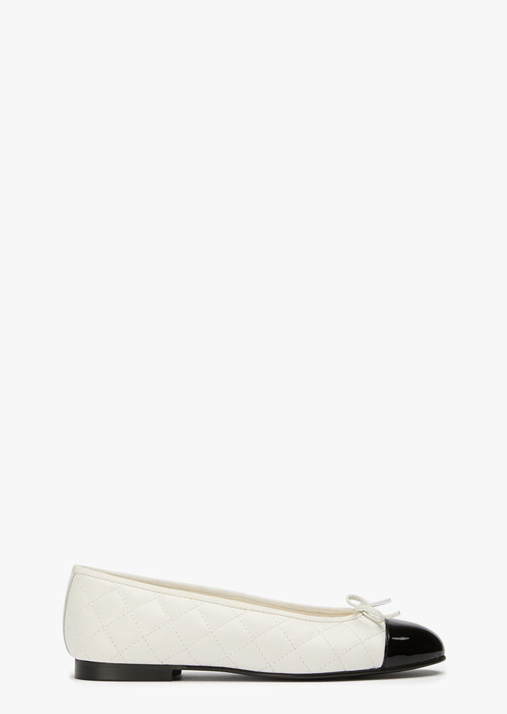 Ballet Flats Dame – Creme Quiltet Ballet Flats med Sløjfe
