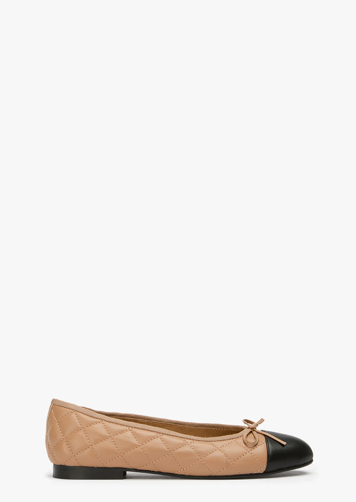 Ballet Flats Women – Black Quilted Leather Bow Ballet Flats