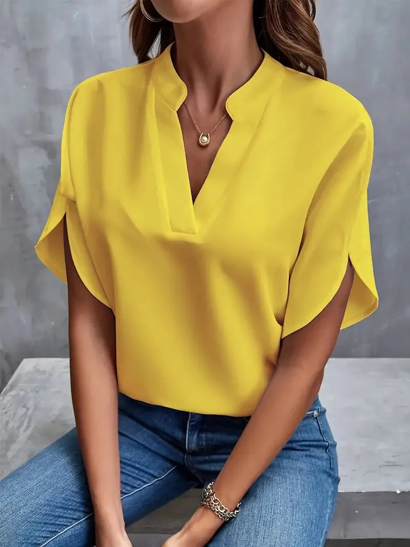 Elegant V-Hals Bluse til Dame i 100% Viskose med Flydende Silhuet | Alsidig Top til Hverdag og Kontor 8