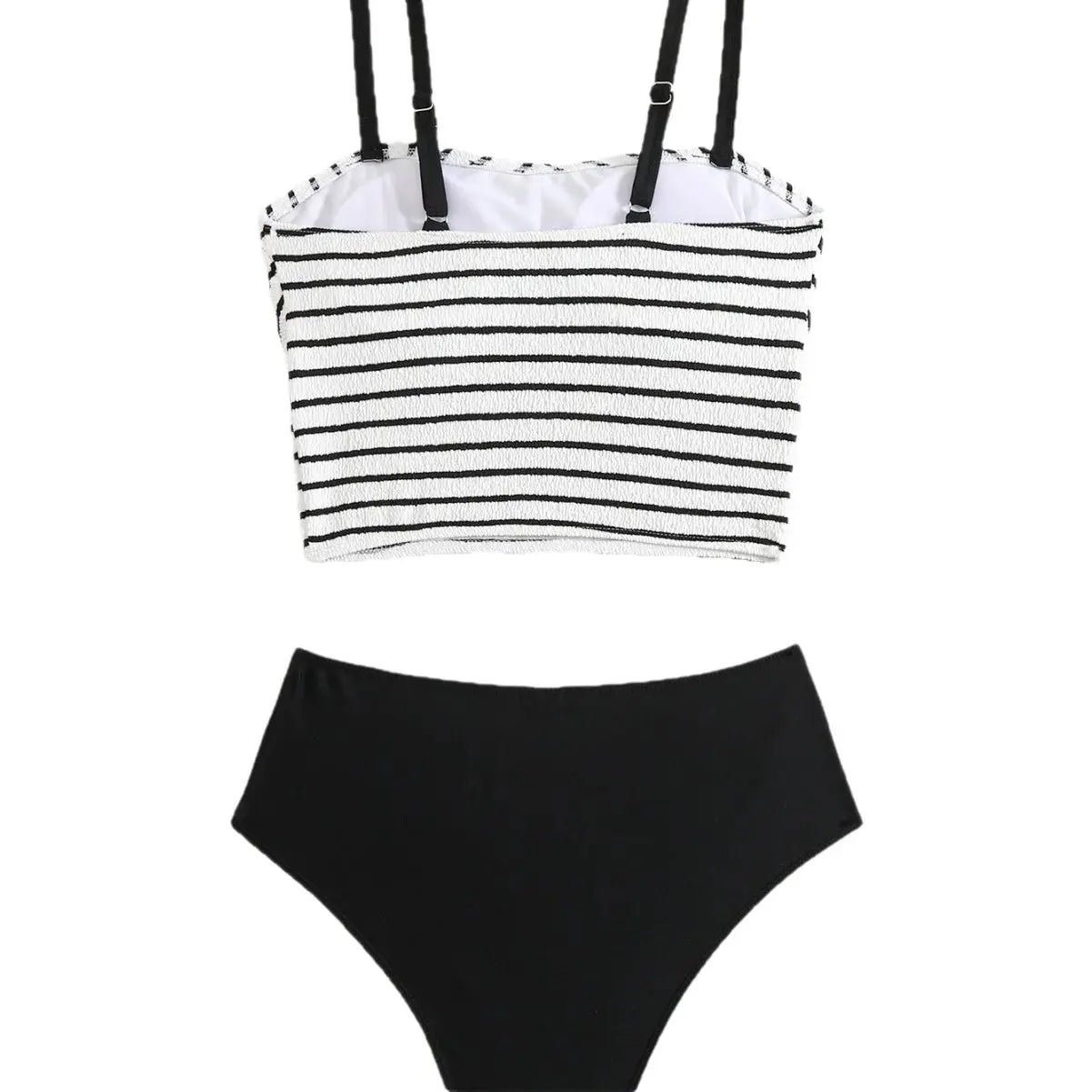 Højtaljet Bikini Damer | Stribet Slim Fit Badetøj med Brystpuder | Flatterende Pasform til Sommerferien 6