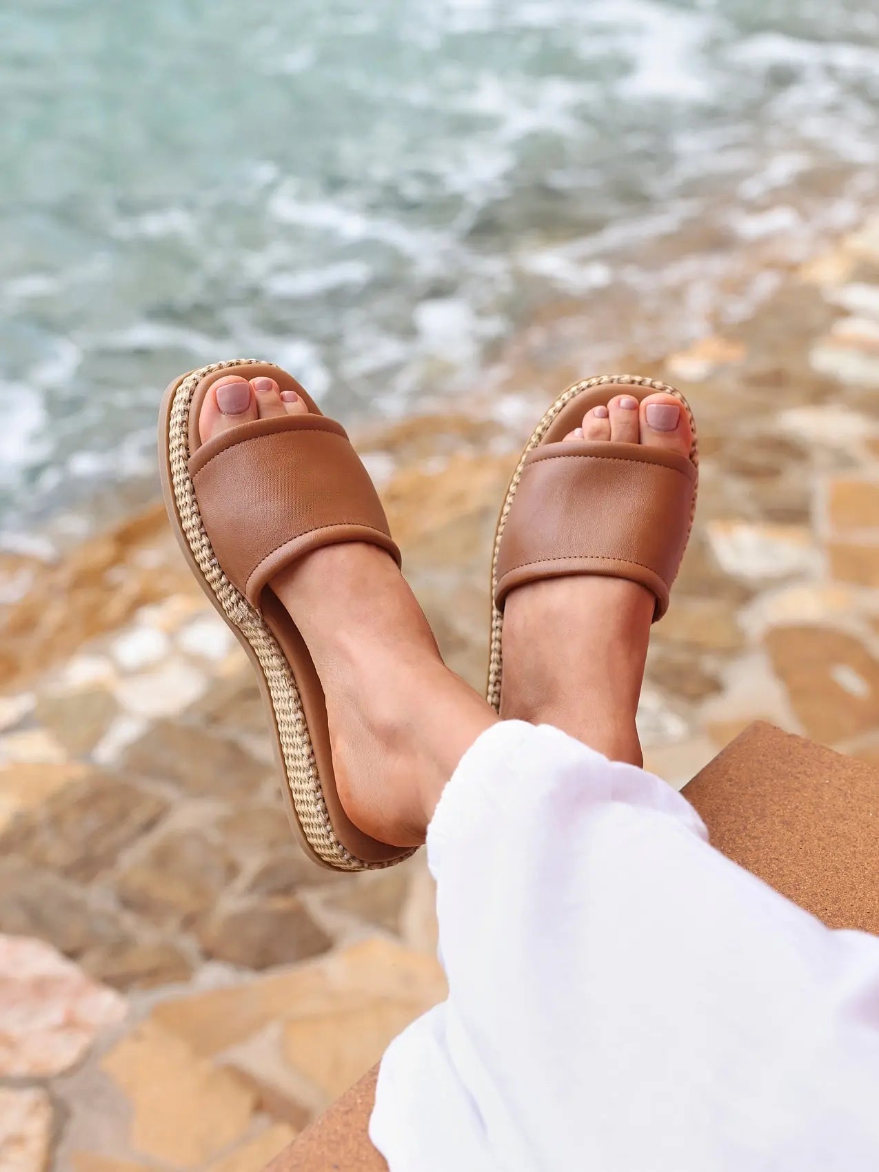 Raffia Flatform Mules Med Hæl med Blød Fodseng | Komfortable Sommer Sandaler til Kvinder 1