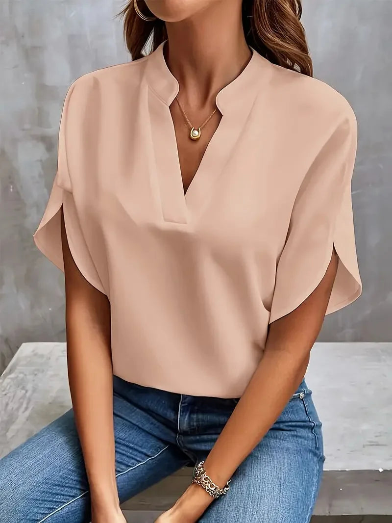 Elegant V-Hals Bluse til Dame i 100% Viskose med Flydende Silhuet | Alsidig Top til Hverdag og Kontor 7