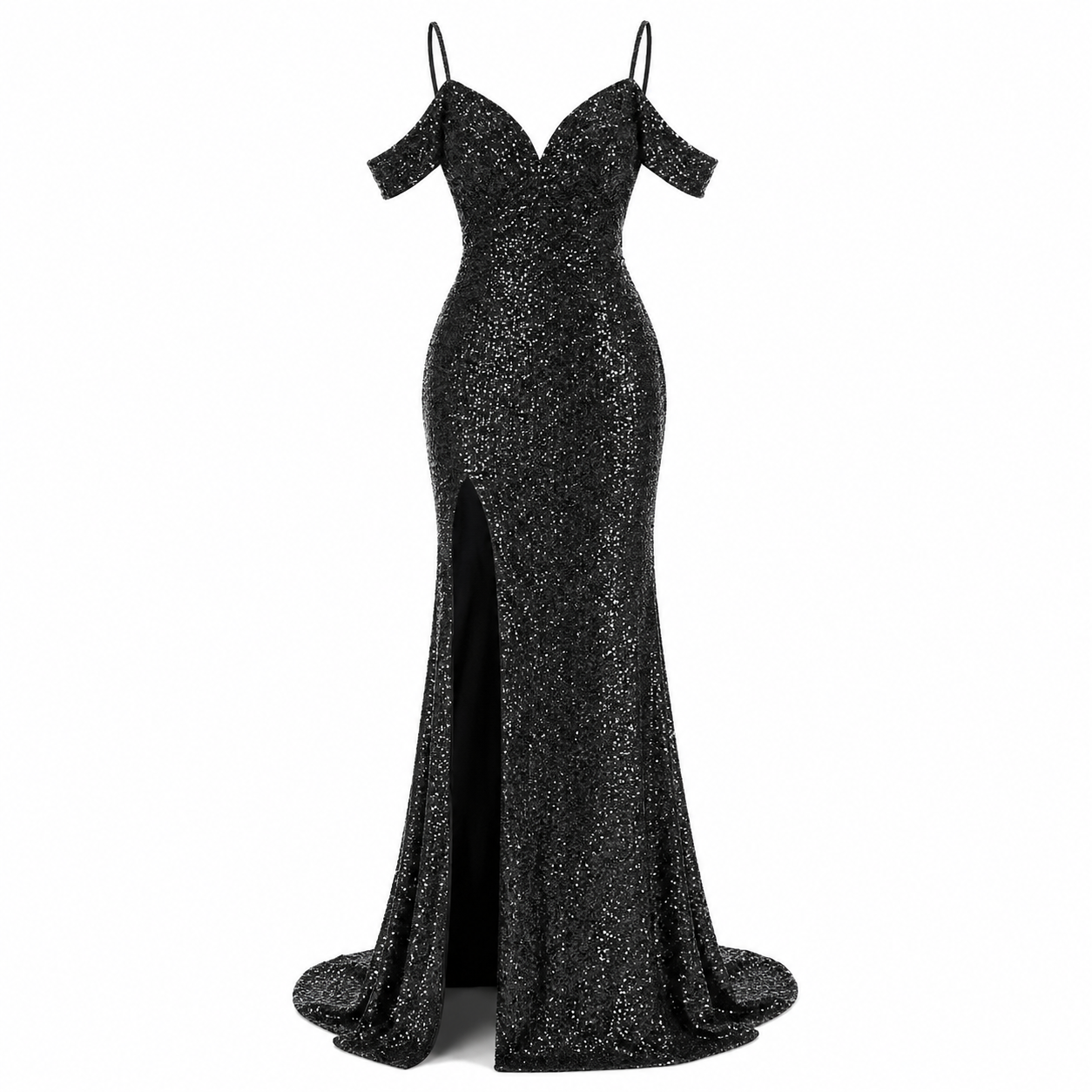 Paillet Maxikjole Dame – Off-Shoulder Galla Aftenkjole