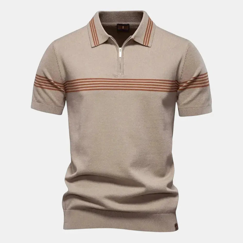 Mads Collection | Men's Polo Shirt with Zipper & Chest Stripe | Modern Slim Fit for Everyday Style 1