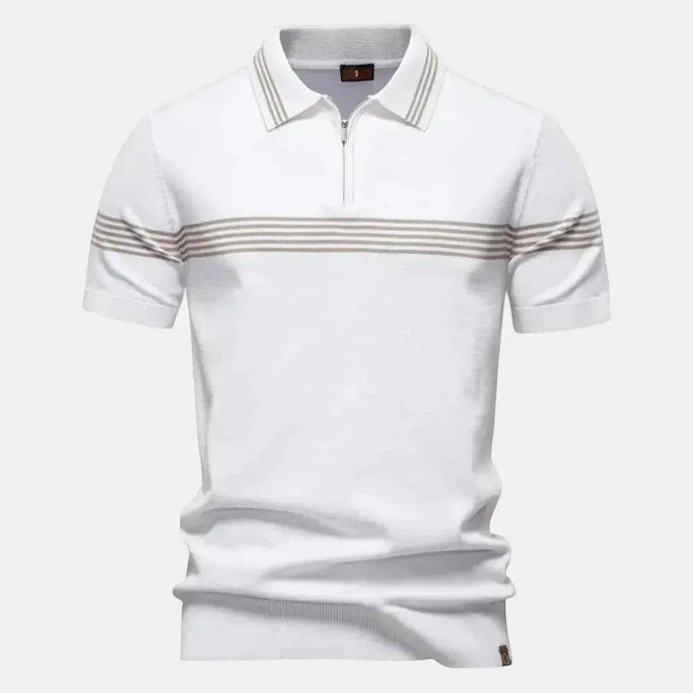 Mads Collection | Men's Polo Shirt with Zipper & Chest Stripe | Modern Slim Fit for Everyday Style 3