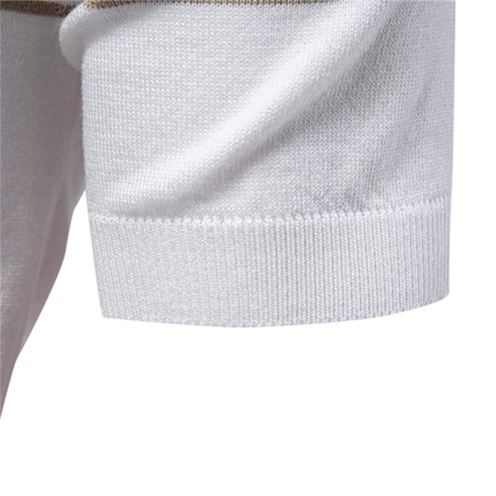 Slim Fit Herre Polo Shirt med Lynlås og Bryststribe 5