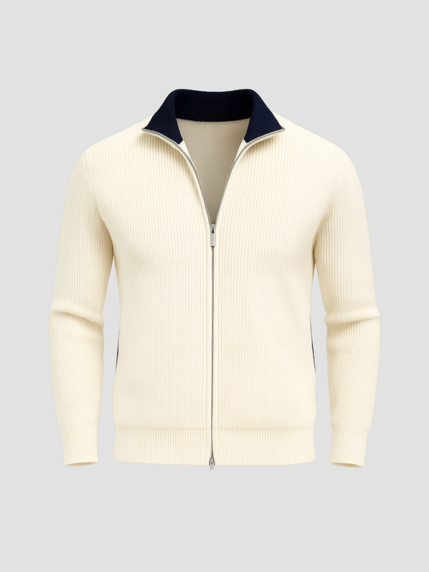 Henrik | Casual Strikcardigan til Mænd med Lynlås