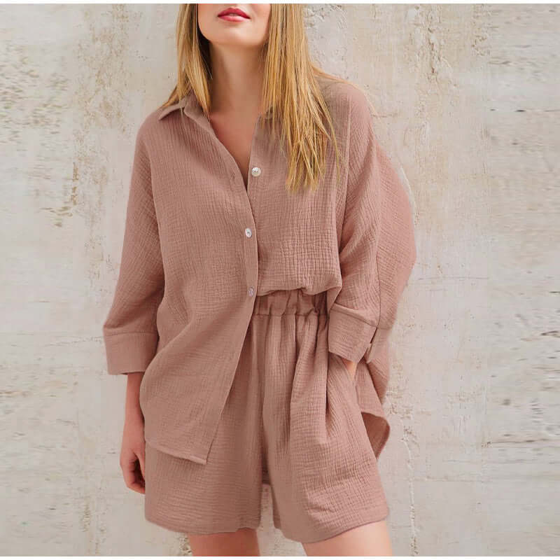 Linen Set Women 2-Piece – Shirt & Shorts Co-Ord