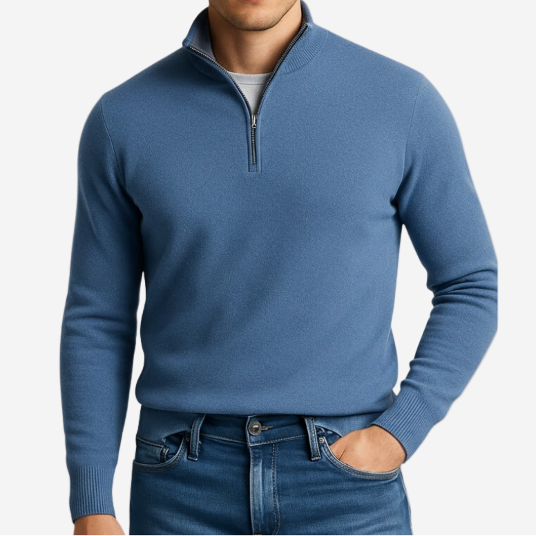 Panorla | V-hals Sweater med lynlås