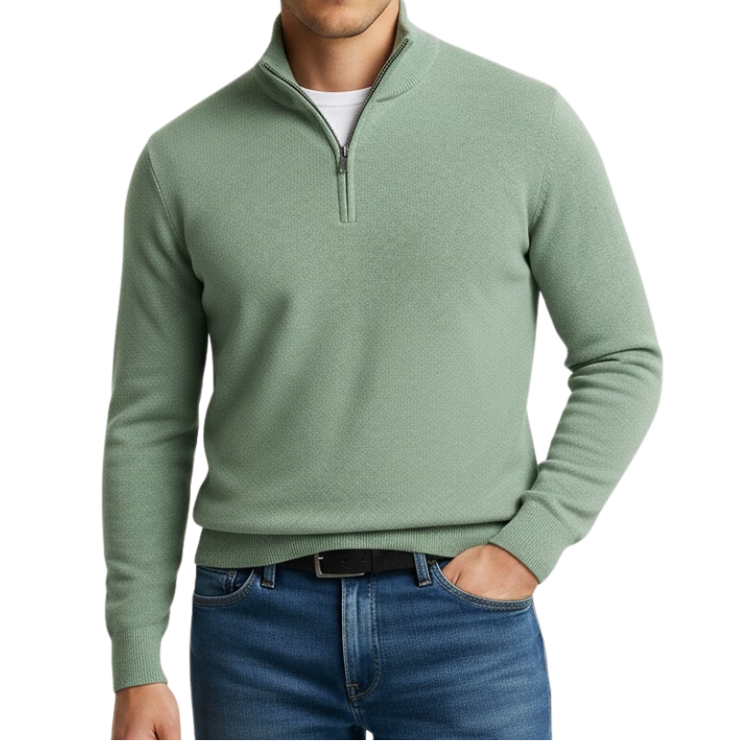 Panorla | V-hals Sweater med lynlås