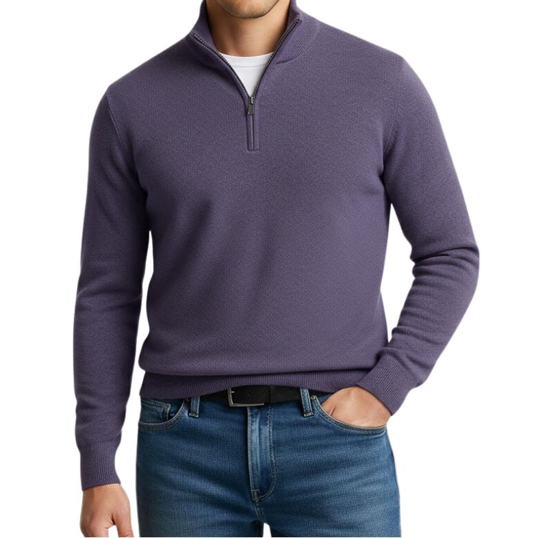 Panorla | V-hals Sweater med lynlås