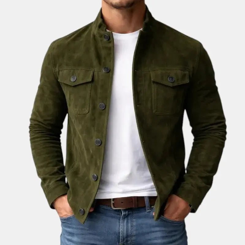 Ruskindsjakke til Mænd med Knaplukning og Brystlommer | Tidløs Design for Komfort og Stil 1