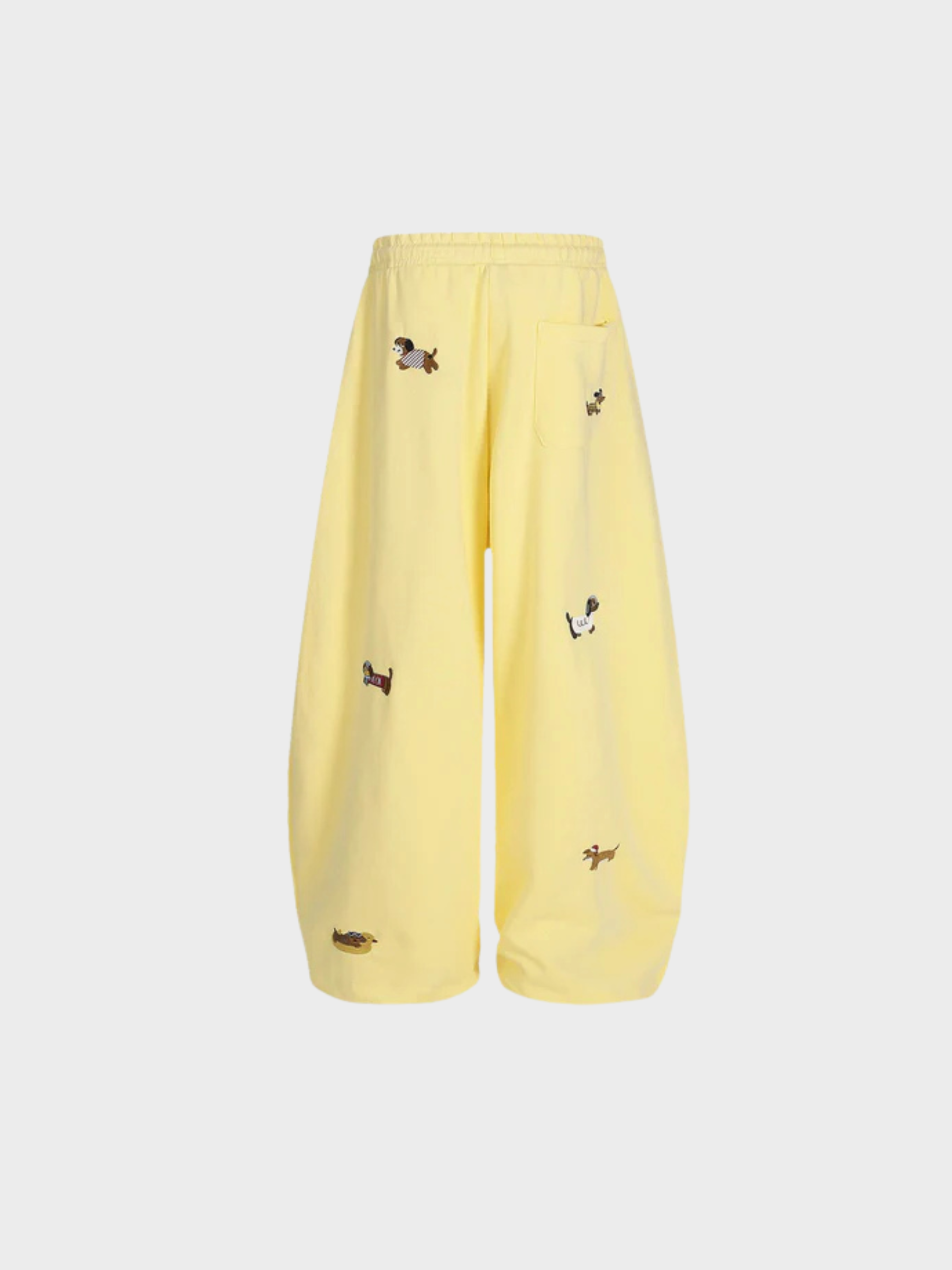 Nora Barrel Sweatpants Dame – Høj Talje med Broderet Hund