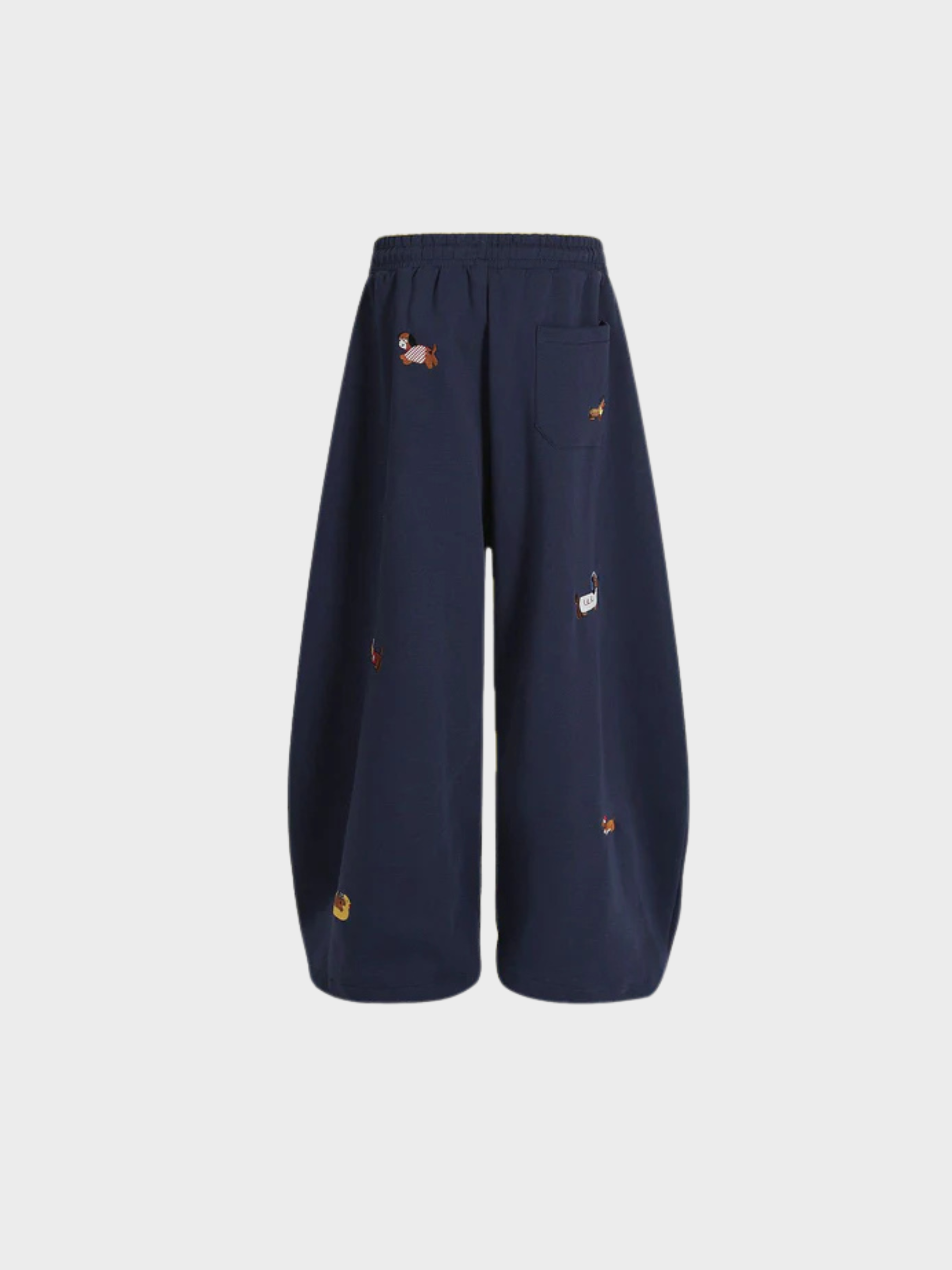 Nora Barrel Sweatpants Dame – Høj Talje med Broderet Hund