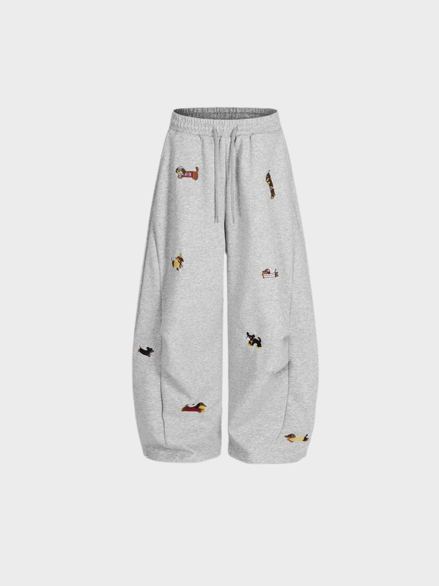 Nora Barrel Sweatpants Dame – Høj Talje med Broderet Hund