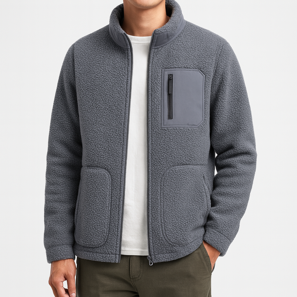 Fleecejakke til Mænd - Varm Fleece Jakke til Efterår med Moderne Snit og God Komfort 1
