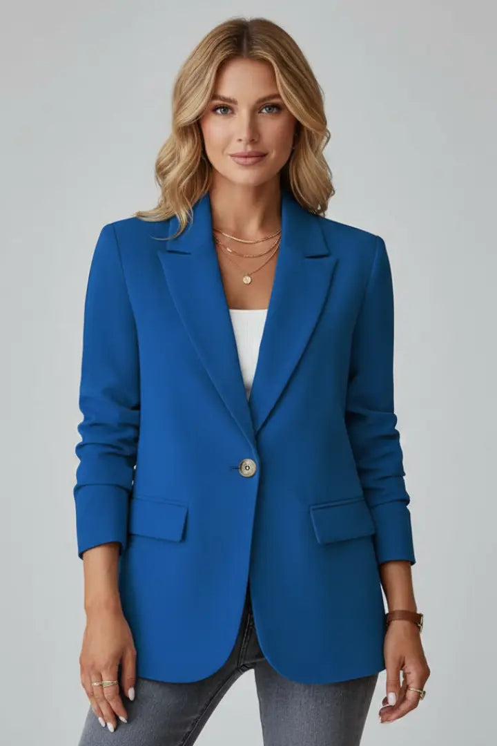 Anja Blazer Dame – Notched Lapel med Enkeltknap og Klaplommer  Panorla