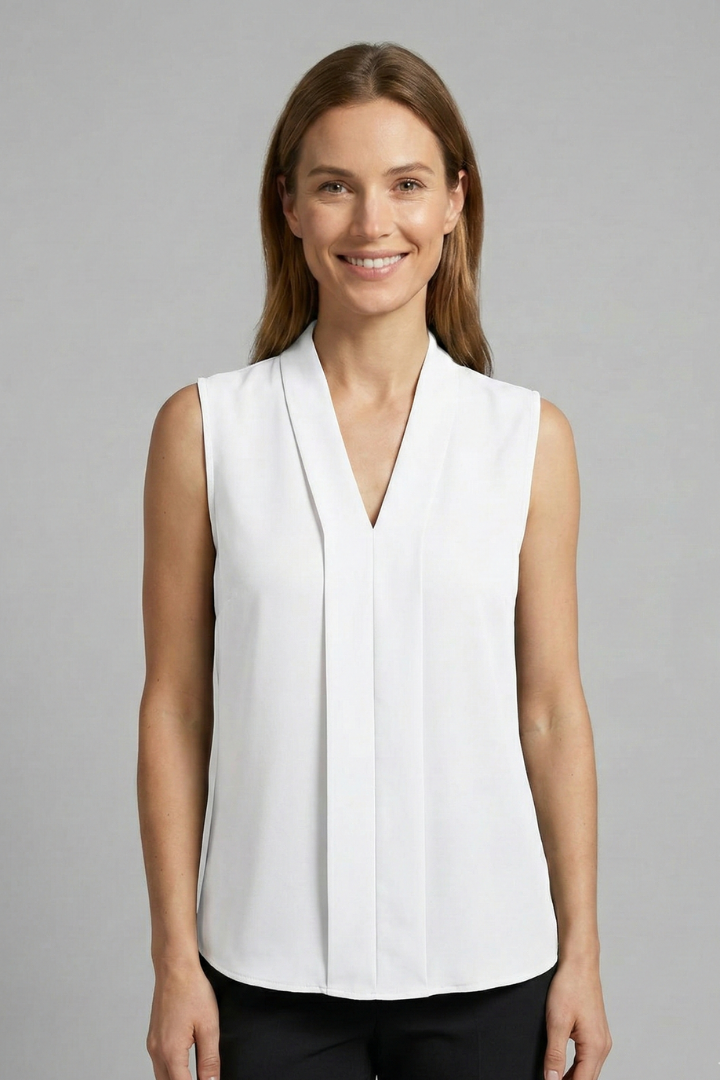 Bluse Dame V-Hals Ærmeløs – Feminin Top til Sommer og Fest