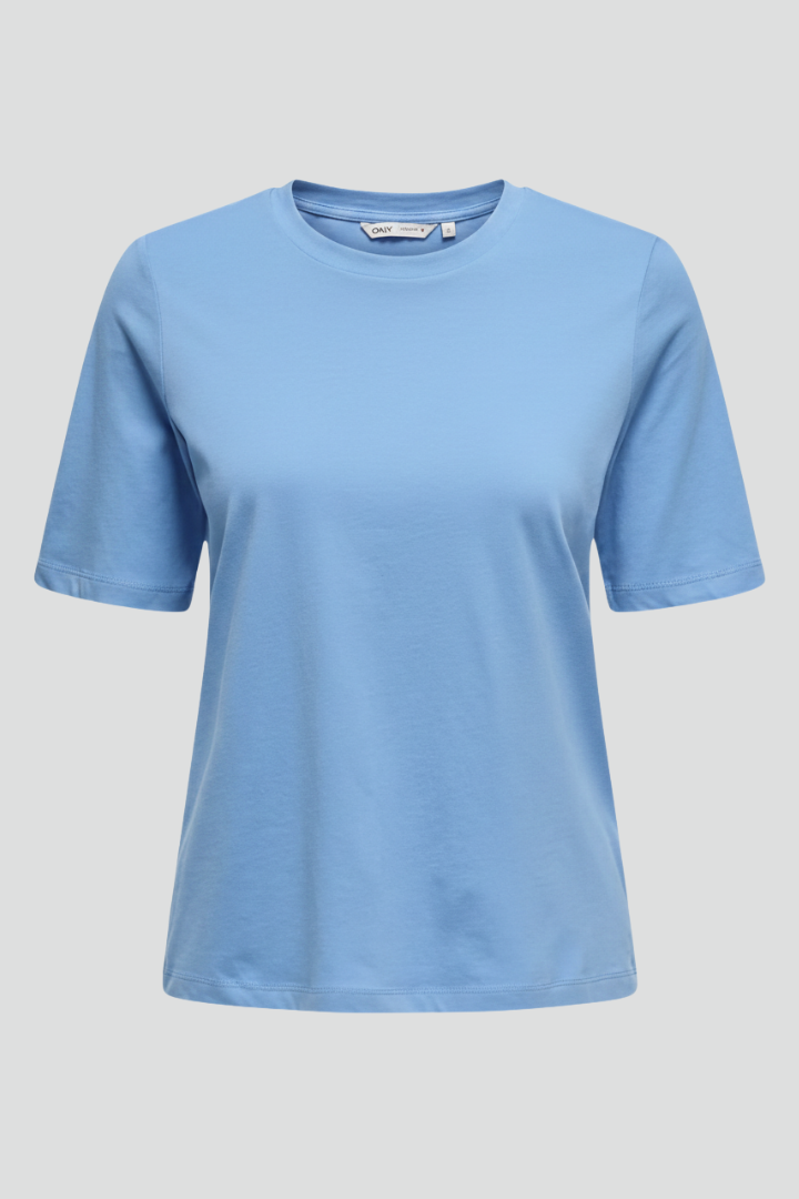 T-Shirt Damski z Okrągłym Dekoltem – Bazowy Top z Krótkim Rękawem